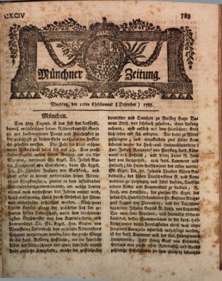 Münchner Zeitung (Süddeutsche Presse) Montag 12. Dezember 1785