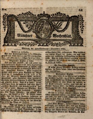 Münchner Zeitung (Süddeutsche Presse) Mittwoch 28. Dezember 1785