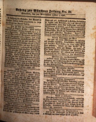 Münchner Zeitung (Süddeutsche Presse) Samstag 7. Januar 1786