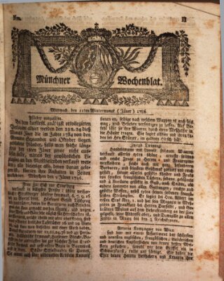 Münchner Zeitung (Süddeutsche Presse) Mittwoch 11. Januar 1786