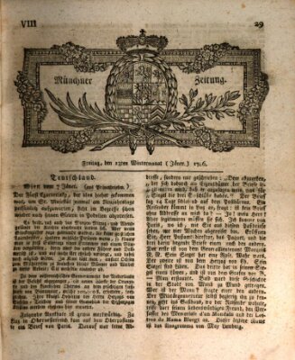 Münchner Zeitung (Süddeutsche Presse) Freitag 13. Januar 1786