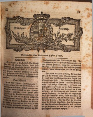 Münchner Zeitung (Süddeutsche Presse) Montag 16. Januar 1786