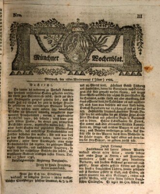 Münchner Zeitung (Süddeutsche Presse) Mittwoch 18. Januar 1786