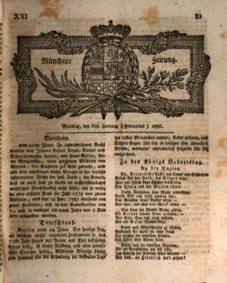 Münchner Zeitung (Süddeutsche Presse) Montag 6. Februar 1786