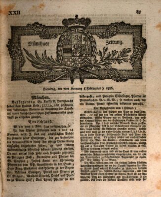 Münchner Zeitung (Süddeutsche Presse) Dienstag 7. Februar 1786