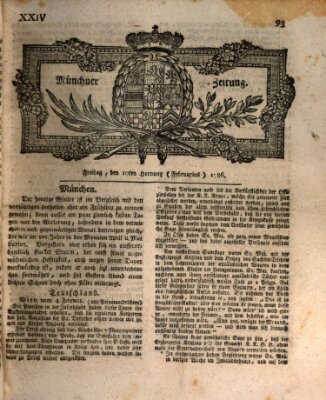 Münchner Zeitung (Süddeutsche Presse) Freitag 10. Februar 1786