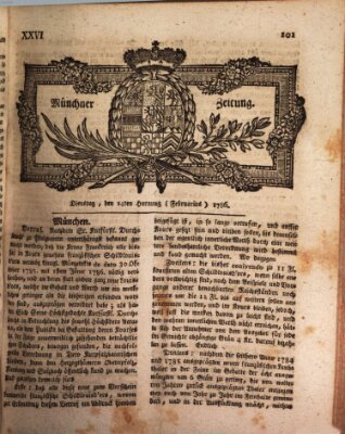 Münchner Zeitung (Süddeutsche Presse) Dienstag 14. Februar 1786