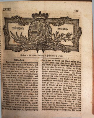 Münchner Zeitung (Süddeutsche Presse) Freitag 17. Februar 1786