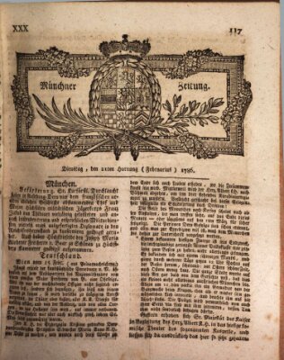 Münchner Zeitung (Süddeutsche Presse) Dienstag 21. Februar 1786