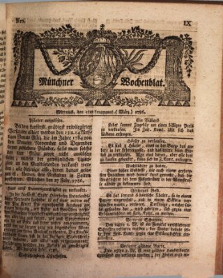 Münchner Zeitung (Süddeutsche Presse) Mittwoch 1. März 1786