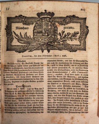 Münchner Zeitung (Süddeutsche Presse) Donnerstag 6. April 1786