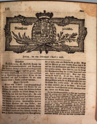 Münchner Zeitung (Süddeutsche Presse) Freitag 7. April 1786