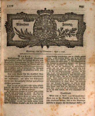 Münchner Zeitung (Süddeutsche Presse) Montag 24. April 1786