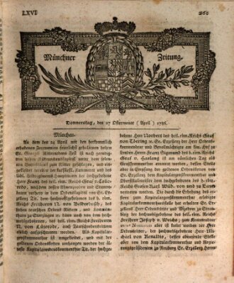 Münchner Zeitung (Süddeutsche Presse) Donnerstag 27. April 1786