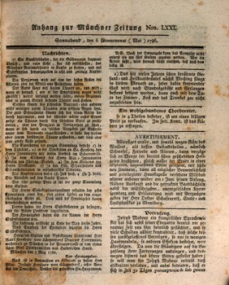 Münchner Zeitung (Süddeutsche Presse) Samstag 6. Mai 1786