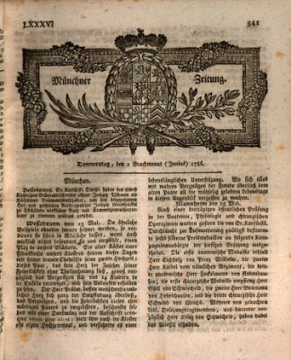 Münchner Zeitung (Süddeutsche Presse) Donnerstag 1. Juni 1786