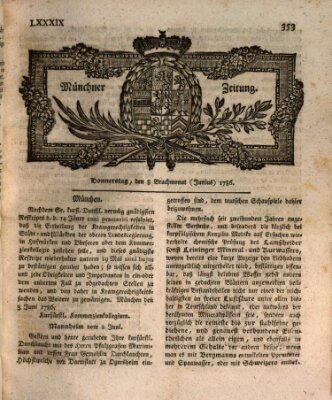 Münchner Zeitung (Süddeutsche Presse) Donnerstag 8. Juni 1786