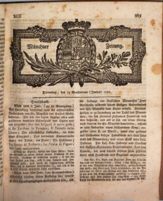 Münchner Zeitung (Süddeutsche Presse) Dienstag 13. Juni 1786