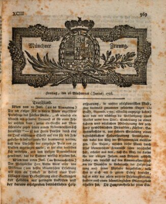 Münchner Zeitung (Süddeutsche Presse) Freitag 16. Juni 1786