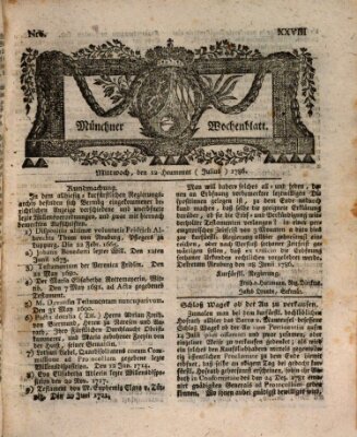 Münchner Zeitung (Süddeutsche Presse) Mittwoch 12. Juli 1786