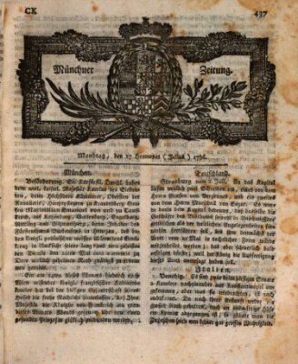 Münchner Zeitung (Süddeutsche Presse) Montag 17. Juli 1786