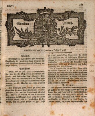 Münchner Zeitung (Süddeutsche Presse) Donnerstag 27. Juli 1786