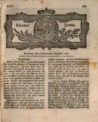 Münchner Zeitung (Süddeutsche Presse) Dienstag 1. August 1786