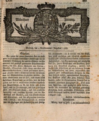 Münchner Zeitung (Süddeutsche Presse) Freitag 4. August 1786