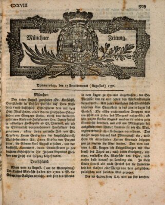 Münchner Zeitung (Süddeutsche Presse) Donnerstag 17. August 1786