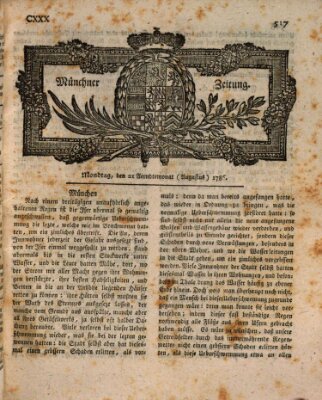 Münchner Zeitung (Süddeutsche Presse) Montag 21. August 1786