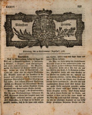 Münchner Zeitung (Süddeutsche Presse) Dienstag 29. August 1786