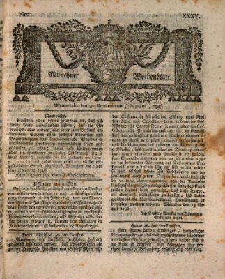 Münchner Zeitung (Süddeutsche Presse) Mittwoch 30. August 1786