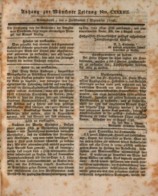 Münchner Zeitung (Süddeutsche Presse) Samstag 2. September 1786