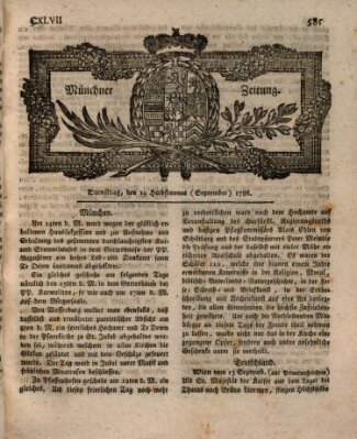 Münchner Zeitung (Süddeutsche Presse) Dienstag 19. September 1786