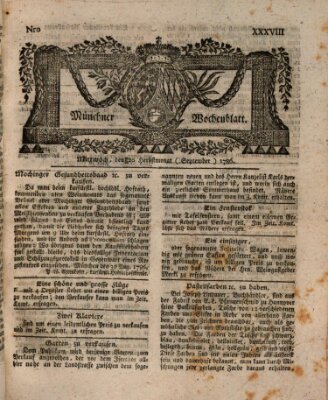 Münchner Zeitung (Süddeutsche Presse) Mittwoch 20. September 1786