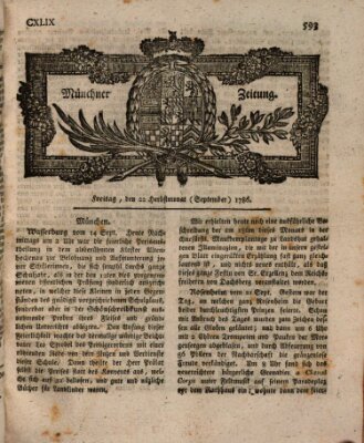 Münchner Zeitung (Süddeutsche Presse) Freitag 22. September 1786