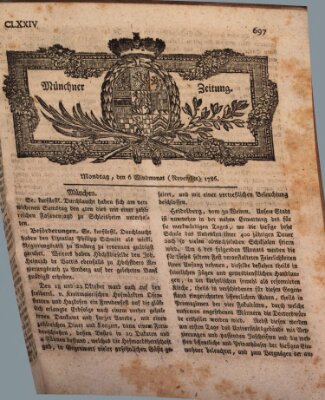 Münchner Zeitung (Süddeutsche Presse) Montag 6. November 1786