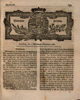 Münchner Zeitung (Süddeutsche Presse) Dienstag 21. November 1786