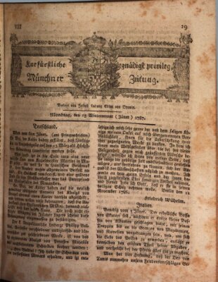 Kurfürstlich gnädigst privilegirte Münchner-Zeitung (Süddeutsche Presse) Montag 15. Januar 1787