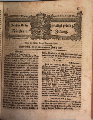 Kurfürstlich gnädigst privilegirte Münchner-Zeitung (Süddeutsche Presse) Donnerstag 18. Januar 1787