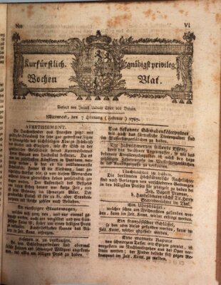 Kurfürstlich gnädigst privilegirte Münchner-Zeitung (Süddeutsche Presse) Mittwoch 7. Februar 1787