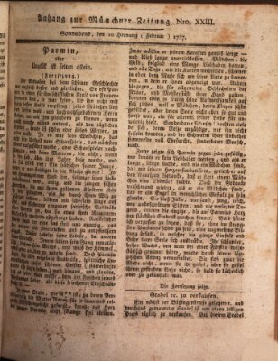 Kurfürstlich gnädigst privilegirte Münchner-Zeitung (Süddeutsche Presse) Samstag 10. Februar 1787