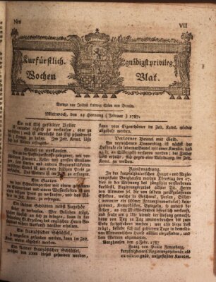 Kurfürstlich gnädigst privilegirte Münchner-Zeitung (Süddeutsche Presse) Mittwoch 14. Februar 1787