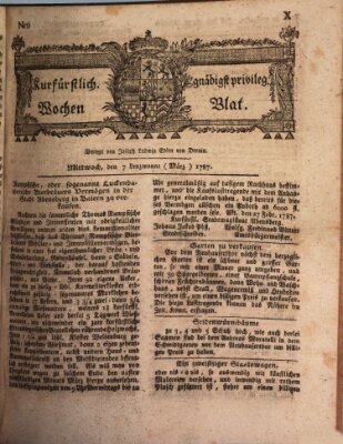 Kurfürstlich gnädigst privilegirte Münchner-Zeitung (Süddeutsche Presse) Mittwoch 7. März 1787