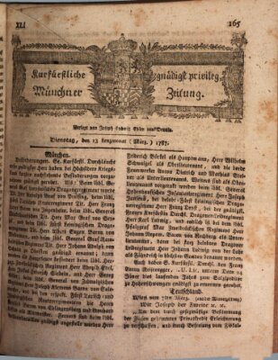 Kurfürstlich gnädigst privilegirte Münchner-Zeitung (Süddeutsche Presse) Dienstag 13. März 1787