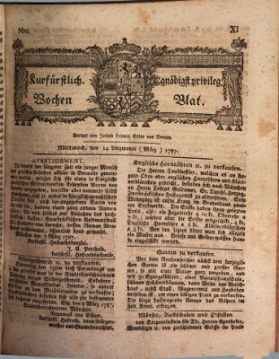 Kurfürstlich gnädigst privilegirte Münchner-Zeitung (Süddeutsche Presse) Mittwoch 14. März 1787