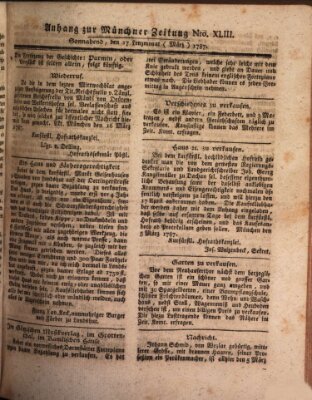 Kurfürstlich gnädigst privilegirte Münchner-Zeitung (Süddeutsche Presse) Samstag 17. März 1787