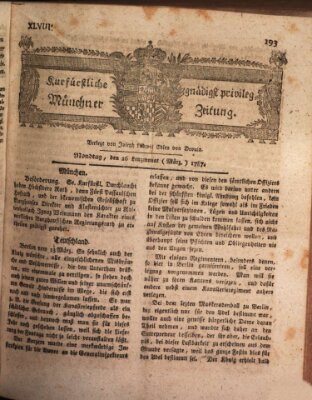 Kurfürstlich gnädigst privilegirte Münchner-Zeitung (Süddeutsche Presse) Montag 26. März 1787