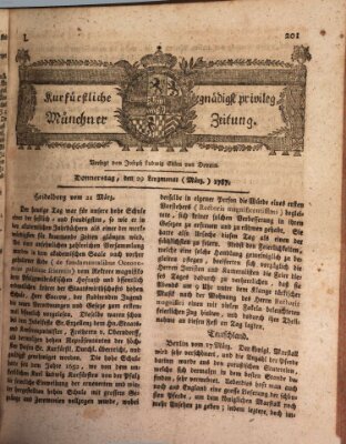 Kurfürstlich gnädigst privilegirte Münchner-Zeitung (Süddeutsche Presse) Donnerstag 29. März 1787