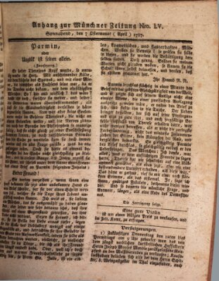 Kurfürstlich gnädigst privilegirte Münchner-Zeitung (Süddeutsche Presse) Samstag 7. April 1787